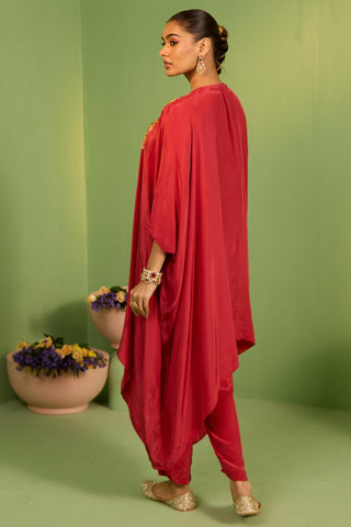 Red bahaar moraya kaftan set