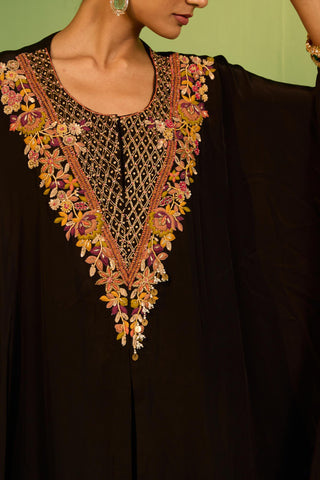 Black bahaar mahala kaftan set