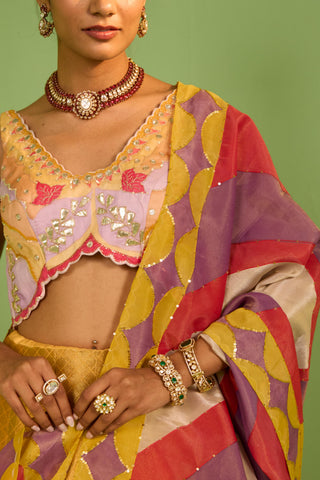 Yellow bahaar noori lehenga set