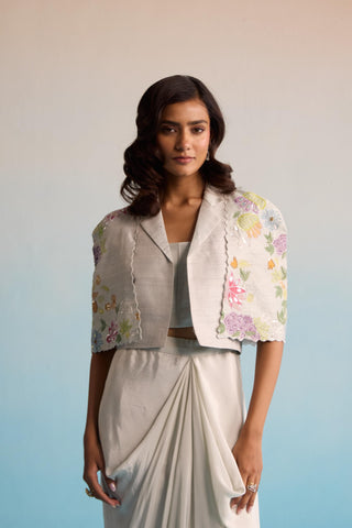 Beige bahaar aroha skirt with jacket