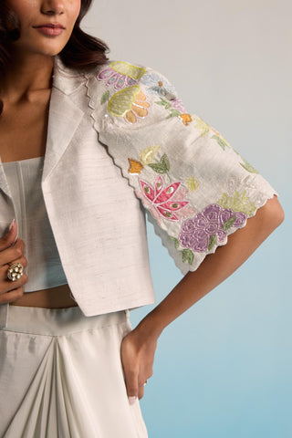 Beige bahaar aroha skirt with jacket