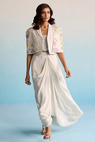 Beige bahaar aroha skirt with jacket