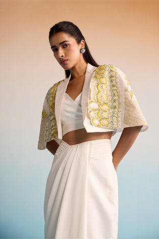 Ivory bahaar irisa skirt with jacket