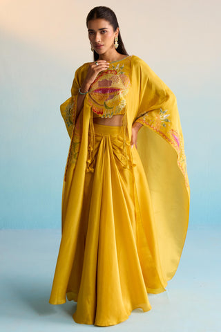 Yellow bahaar meher cape set