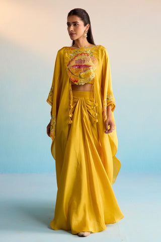 Yellow bahaar meher cape set