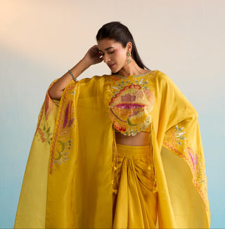 Yellow bahaar meher cape set