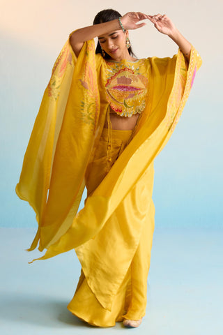 Yellow bahaar meher cape set