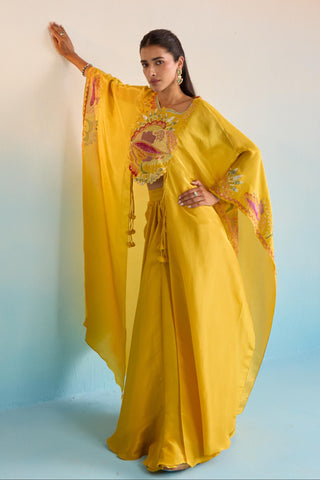 Yellow bahaar meher cape set
