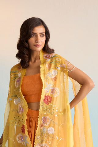 Yellow bahaar orania cape with skirt