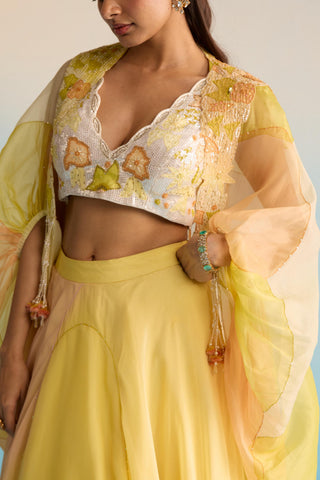 Yellow bahaar abeni cape with skirt