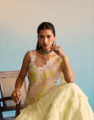 Yellow bahaar ishya lehenga set