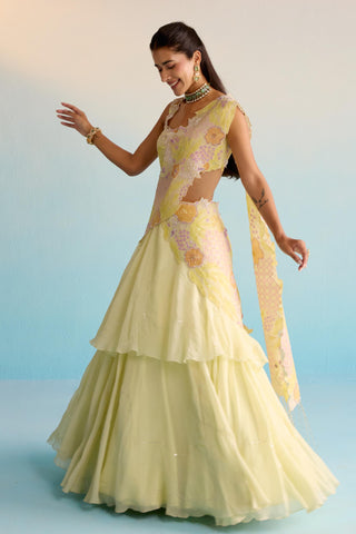 Yellow bahaar ishya lehenga set