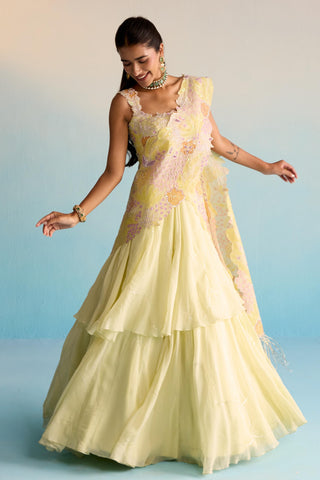 Yellow bahaar ishya lehenga set