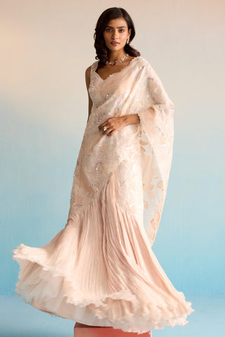 Pink bahaar elowen pre drape saree