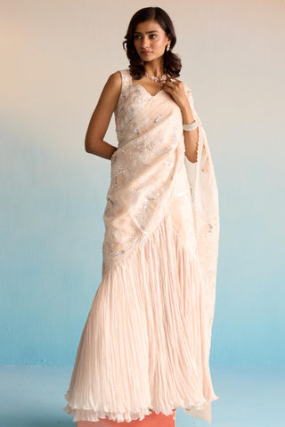 Pink bahaar elowen pre drape saree