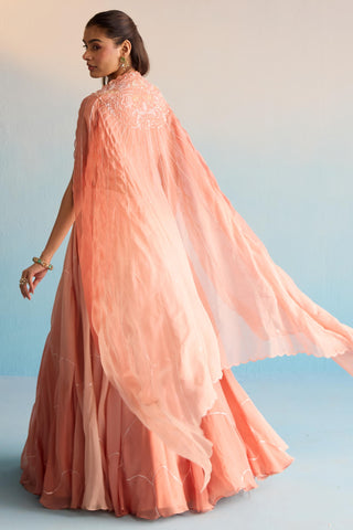 Peach bahaar dalia lehenga set