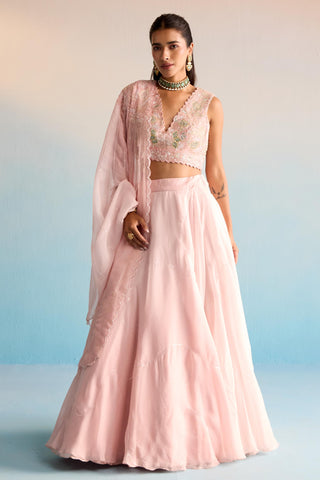 Peach bahaar azra lehenga set