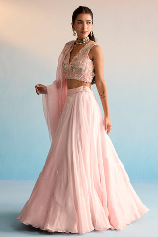 Peach bahaar azra lehenga set