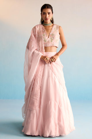 Peach bahaar azra lehenga set