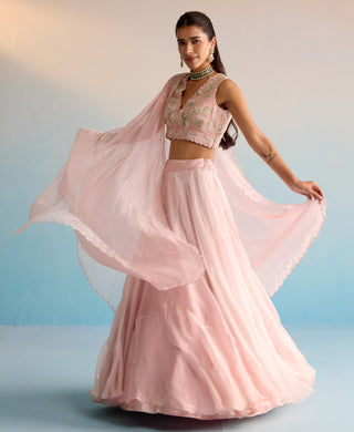 Peach bahaar azra lehenga set