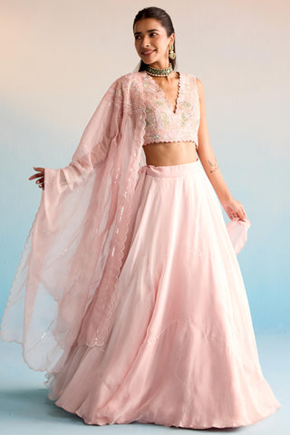 Peach bahaar azra lehenga set