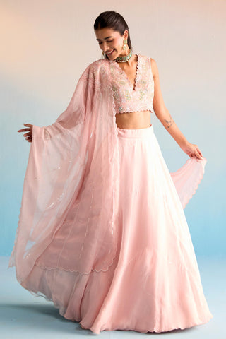 Peach bahaar azra lehenga set