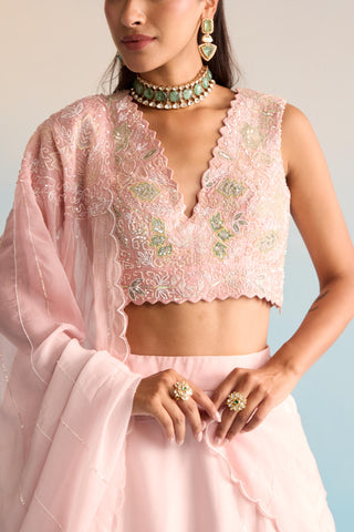 Peach bahaar azra lehenga set