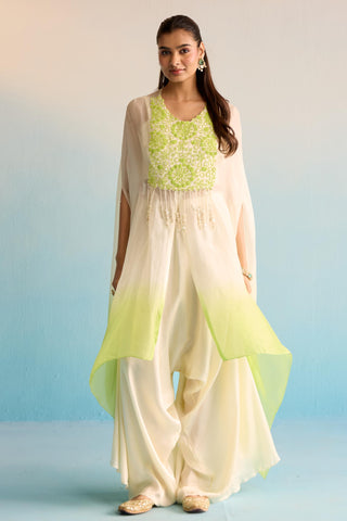 White bahaar isleen kaftan set