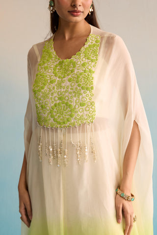 White bahaar isleen kaftan set