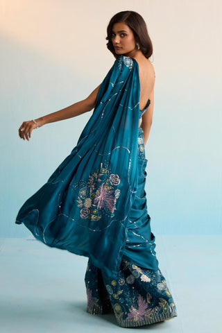 Blue bahaar elira pre-draped saree