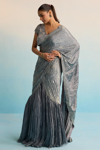 Gray bahaar leelah draped saree