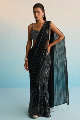 Black bahaar azure noir drape saree