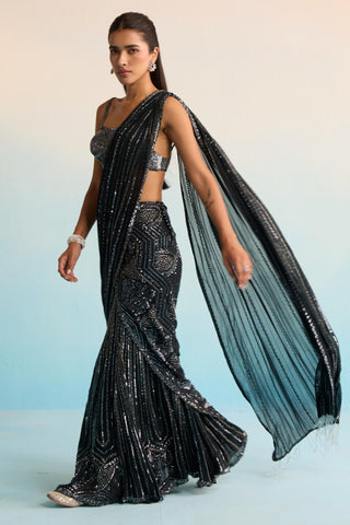 Black bahaar azure noir drape saree