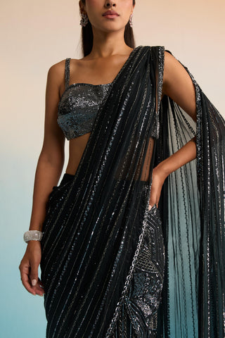 Black bahaar azure noir drape saree