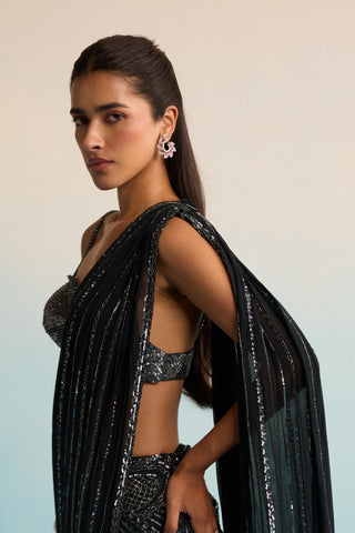 Black bahaar azure noir drape saree