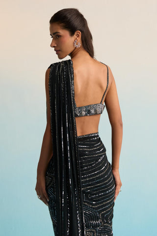 Black bahaar azure noir drape saree