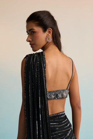 Black bahaar azure noir drape saree