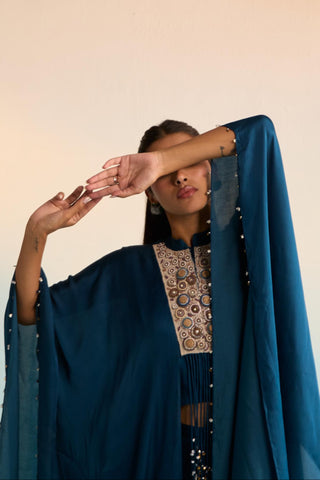 Blue bahaar sitara kaftan set