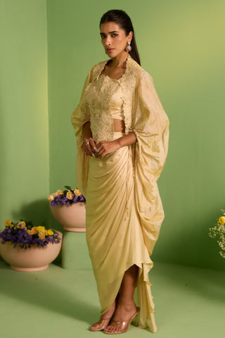 Beige bahaar arwa cape set