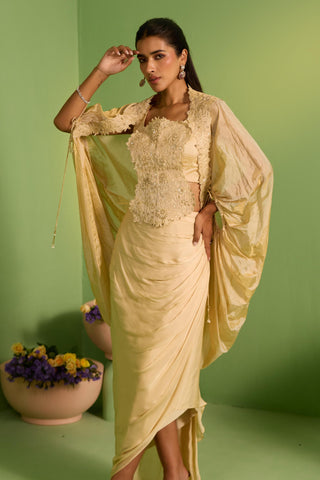 Beige bahaar arwa cape set