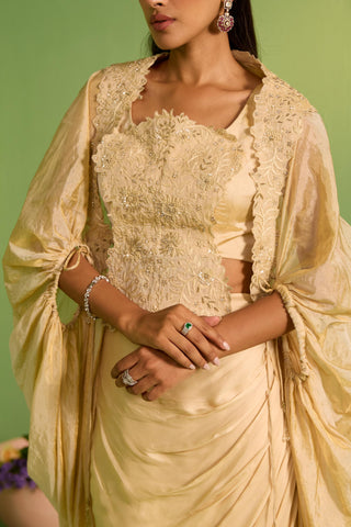 Beige bahaar arwa cape set