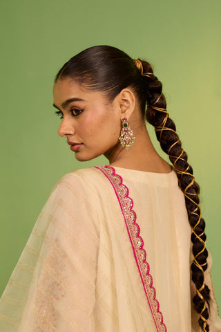White bahaar bela kurta set