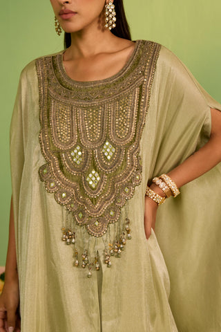 Green bahaar henha kaftan set