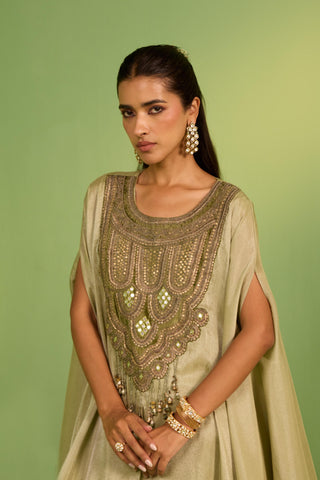 Green bahaar henha kaftan set