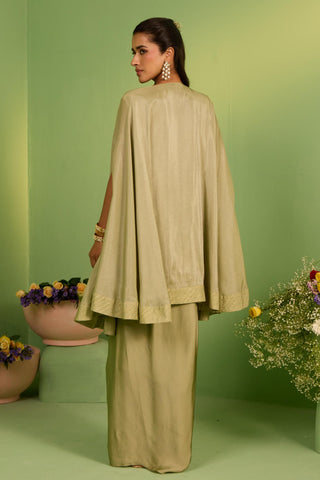 Green bahaar henha kaftan set