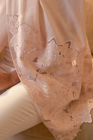 Stole Indian Wedding - Ivory Rose Dream Wool Silk by Mauli