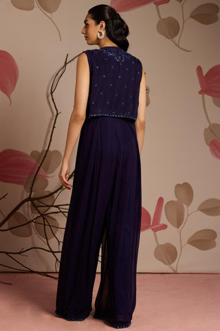 Blue aster under bloom jumpsuit set