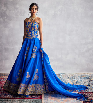 Blue forever vows floral embroidery lehenga set
