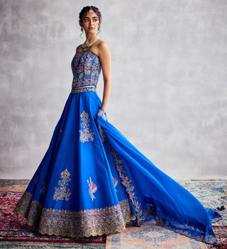 Blue forever vows floral embroidery lehenga set