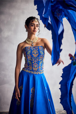 Blue forever vows floral embroidery lehenga set